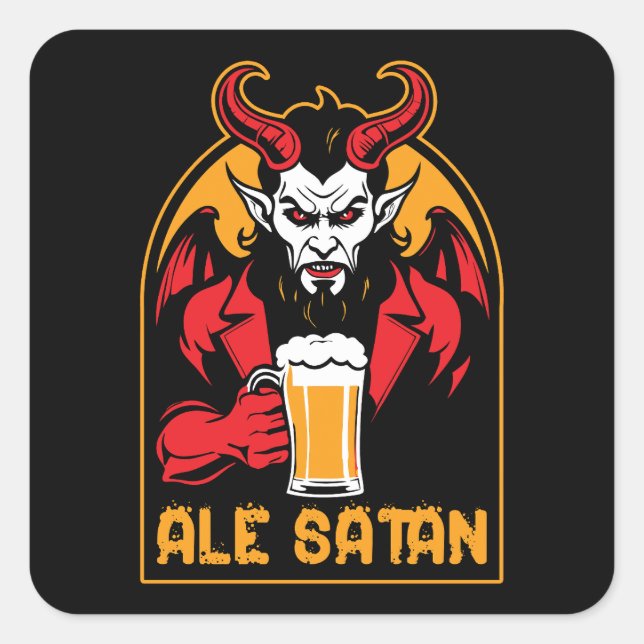 Ale Satan - Bier Drinks Quadratischer Aufkleber (Vorderseite)