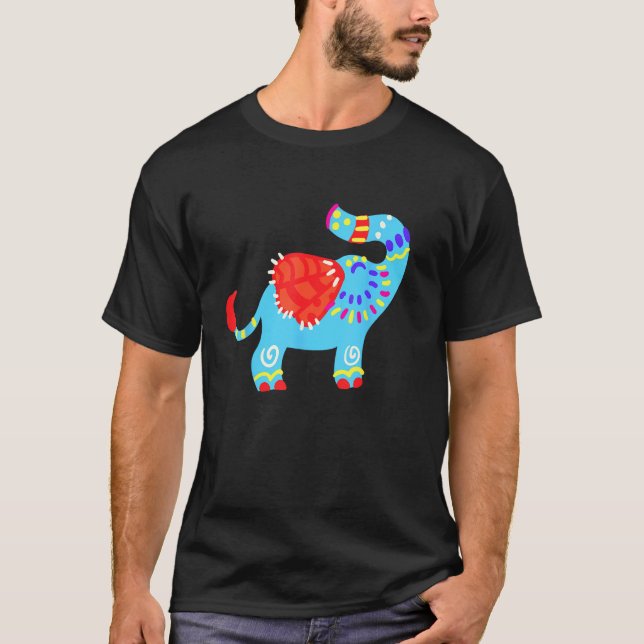 Alebrijes Fantasy Figure Animal Sculpture Elephant T-Shirt (Vorderseite)