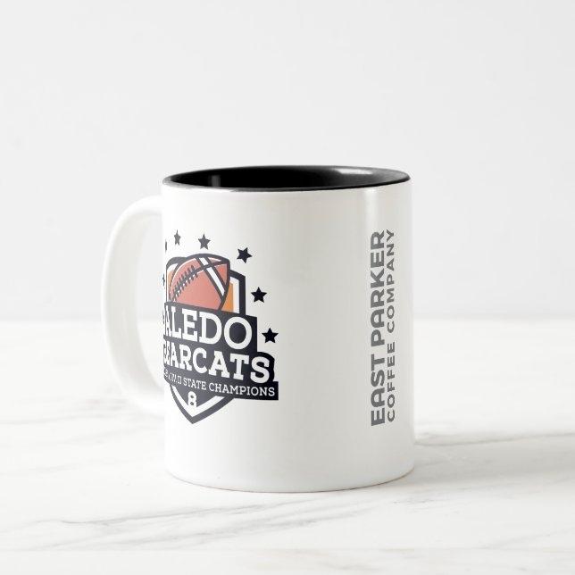 Aledobearcat-Staats-Champion 2018 "Schild" - 11oz. Zweifarbige Tasse (Vorderseite Links)