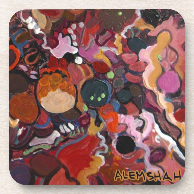 Alemshah abstraktes Untersetzer-Set - Flamingo Getränkeuntersetzer (Vorderseite)