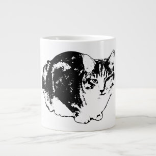 Alert Tabby Cat Ink Portrait Tasse