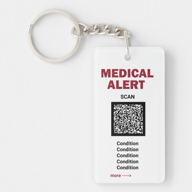 *~* Alerte Médicale AP38 QR Porte - clé acrylique  (Devant)