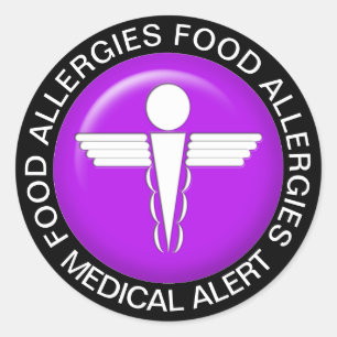 Alerte Médicale - Autocollant rond violet classiqu
