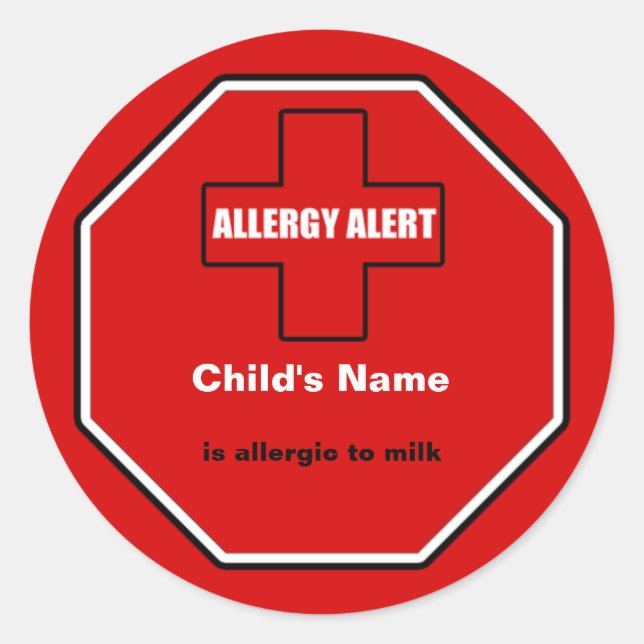 Alerte Médicale d'allergie au lait Autocollant sta (Devant)