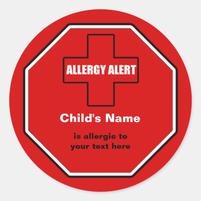 Alerte Médicale d'allergie Autocollant personnalis (Devant)