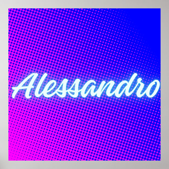 Alessandro – Retro‑Wave Neon Name Aesthetic Poster (Vorne)