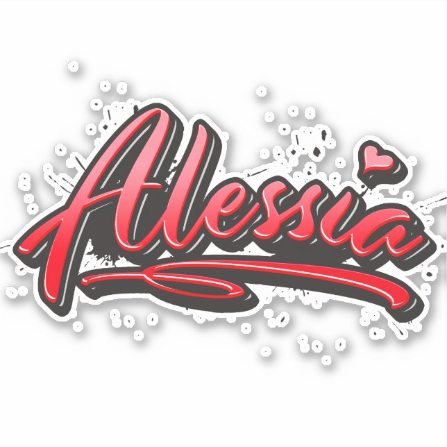 Alessia red Heart Graffiti Aufkleber Sticker (Vorderseite)