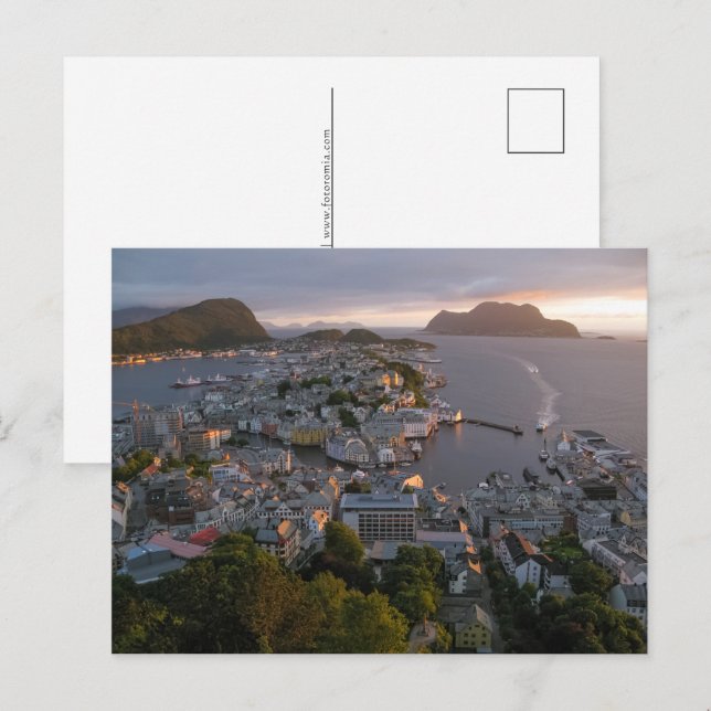 Alesund Norwegen Feiertagspostkarte (Vorne/Hinten)