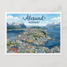 Ålesund Norwegen Reise Postkarte