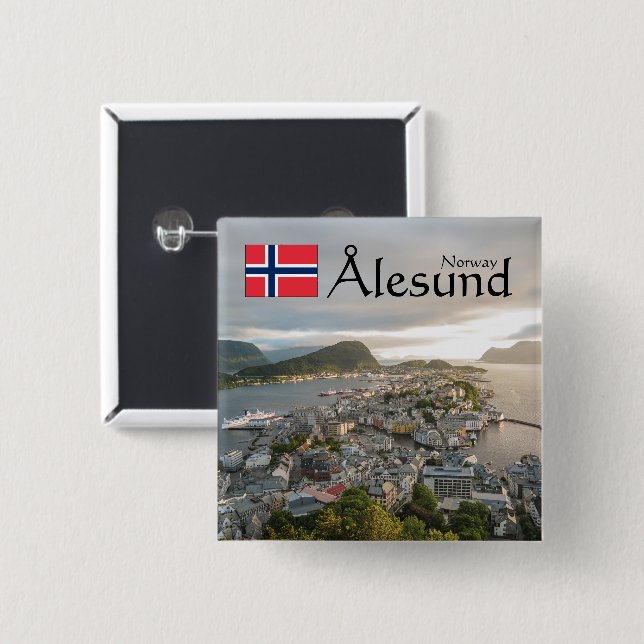 Alesund Norwegen Souvenir Button (Vorne & Hinten)