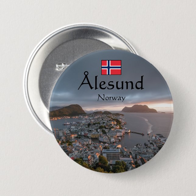 Alesund Norwegen Souvenir Button (Vorne & Hinten)