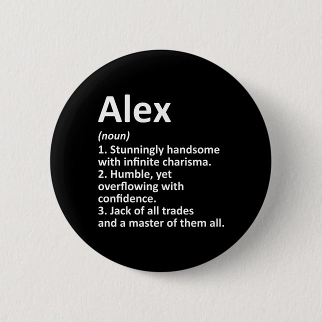 Alex Definition Personalisierter Name Lustiger Geb Button (Vorderseite)