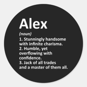 Alex Definition Personalisierter Name Lustiger Geb Runder Aufkleber