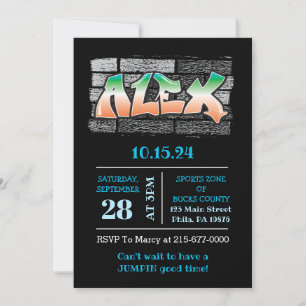 ALEX Ihr Name Graffiti Brick Wall Paint Spritzer Einladung