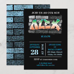 ALEX Ihr Name Graffiti Brick Wall Paint Spritzer Einladung