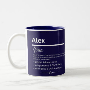 Alex, Mädchen Personalisierte Namensdefinition Tas Zweifarbige Tasse