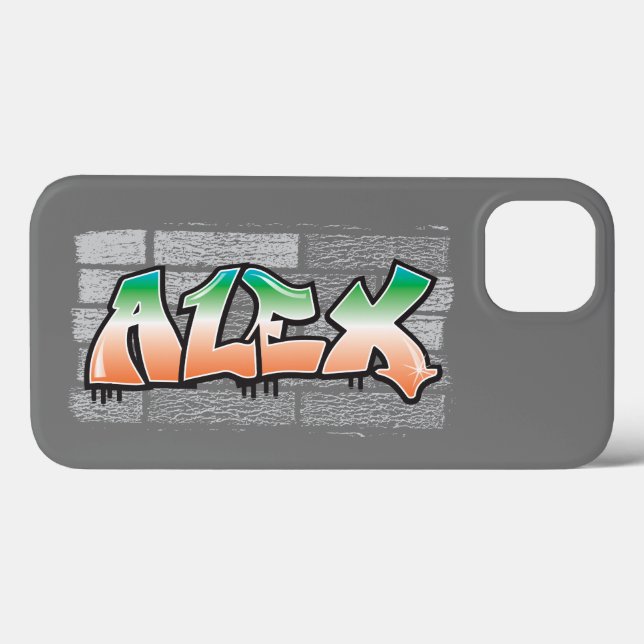 ALEX Your Name Graffiti Brick Wall Paint Splatter Case-Mate iPhone Hülle (Rückseite (Horizontal))