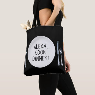 Alexa Befehl auf weißem Tisch Tasche