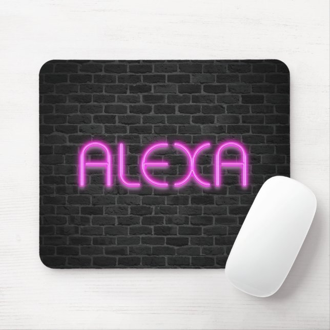 ALEXA in rosa Neonleuchten Mousepad (Mit Mouse)