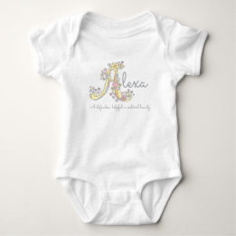 Alexa Mädchennamensbedeutungs-Monogrammherzen Baby Strampler