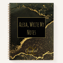 Alexa, schreibe meine Notizen Black and Gold Monog Notizbuch
