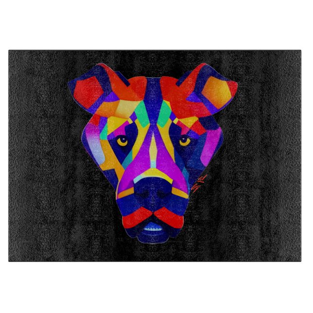 Alexander Dog black glass cutting board Schneidebrett (Vorderseite)