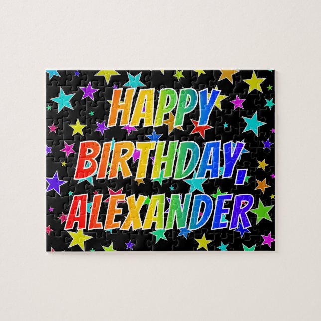 "ALEXANDER" First Name, Fun "HAPPY BIRTHDAY" (Horizontal)