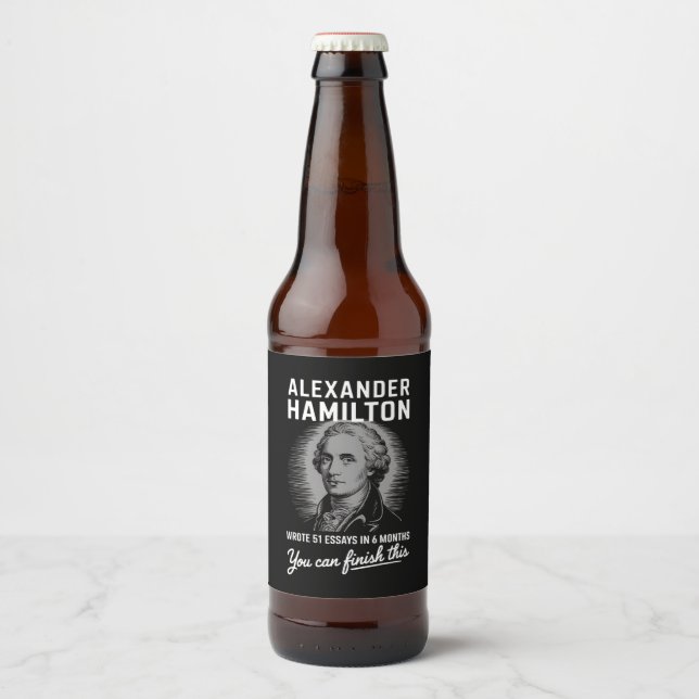 Alexander Hamilton schrieb 51 Essays in 6 Monaten Bierflaschenetikett (Vorderseite)