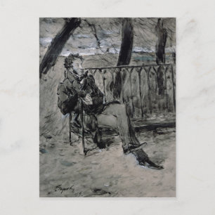 Alexander Puschkin in einem Park, 1899 Postkarte