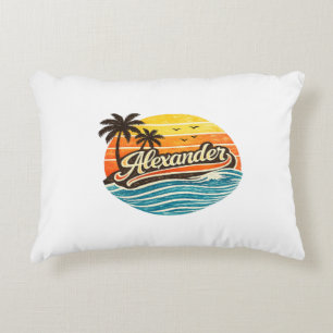 Alexander Retro-Sonnenuntergangs-Name-Design Dekokissen
