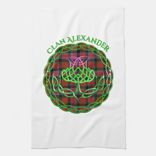 Alexander Scottish Tartan Celtic Thistle Geschirrtuch (Vertikal)
