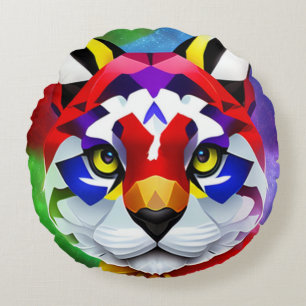 Alexander's Cat blue Round Poly throw Kissen