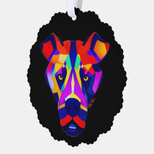 Alexander's Dog schwarzes gewelltes Papier-Ornamen Ornament Karte