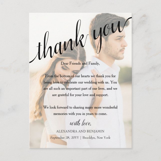 Alexandra Foto Wedding Empfang Vielen Dank Postkarte (Vorderseite)