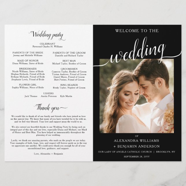 Alexandra Katholic Wedding Mass Zeremonie Programm (Vorderseite)