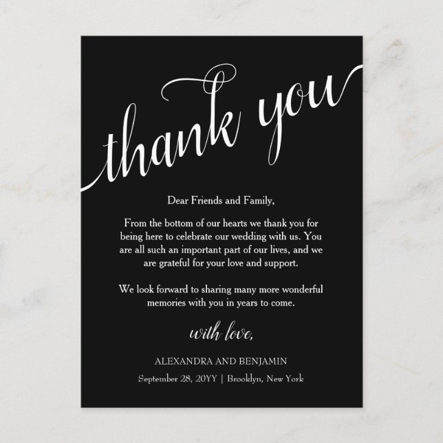 Alexandra Simple Wedding Empfang Vielen Dank Postkarte (Vorderseite)