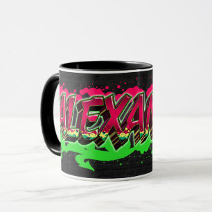 Alexandra Vorname Name Graffiti red green Tasse