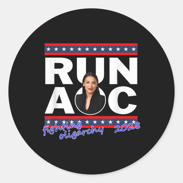 Alexandria 2028 Aoc für den Präsidenten 2028 Runder Aufkleber (Vorderseite)