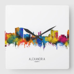 Alexandria Ägypten Skyline Quadratische Wanduhr