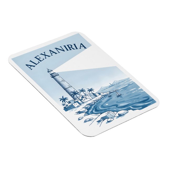 Alexandria Lighthouse Coastal Scene Travel Magnet (Rechte Seite)