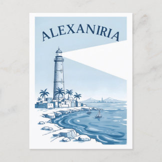 Alexandria Lighthouse Coastal Scene Travel Postkarte
