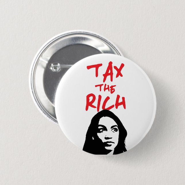 Alexandria Ocasio-Cortez AOC Steuern für Reiche Button (Vorne & Hinten)