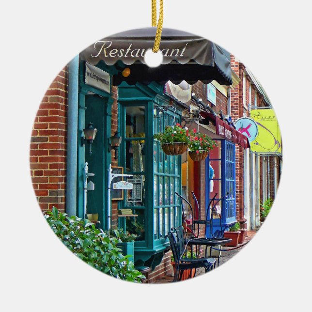 Alexandria VA - Restaurant mit braunem Markisen Keramik Ornament (Vorne)