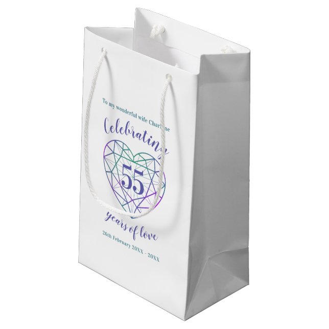 Alexandrite Jubiläum 55 Jahre Liebe Geschenktasche Kleine Geschenktüte (Rückseite Schrägansicht)