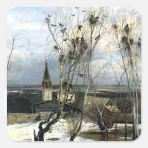 Alexei Savrasov Krähen Quadratischer Aufkleber