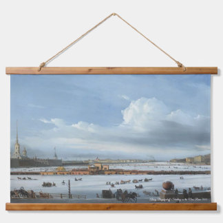 Alexey Bogolyuboff. Sledding on the Neva River... Wandteppich Mit Holzrahmen
