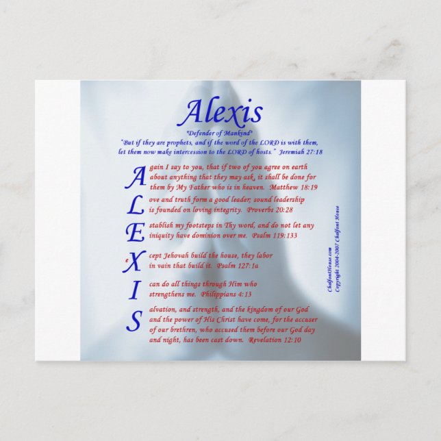 Alexis Acrostic Postkarte (Vorderseite)