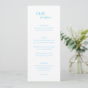 Alexis Blue Elegant Moderne Hochzeit Menükarte
