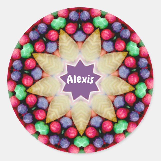 ALEXIS ~ Personalisierte OsterBonbons Muster ~ Kla Runder Aufkleber (Vorderseite)