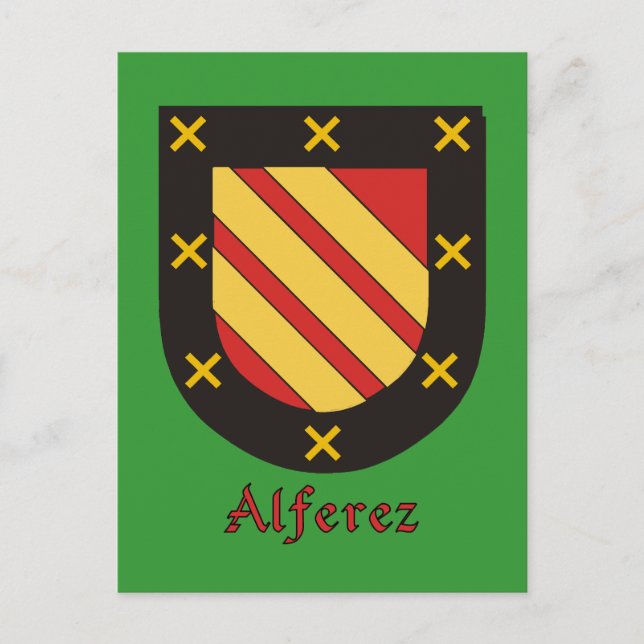 Alferez Familie Heraldic Shield Postkarte (Vorderseite)